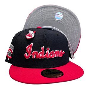 New Era Cleveland Indians 2 Tone 59FIFTY Fitted Hat Cap W/ Chief Wahoo Pin